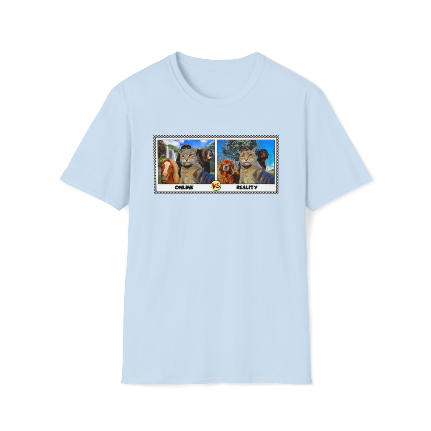 Manny The Selfie Cat Online vs Reality Tee